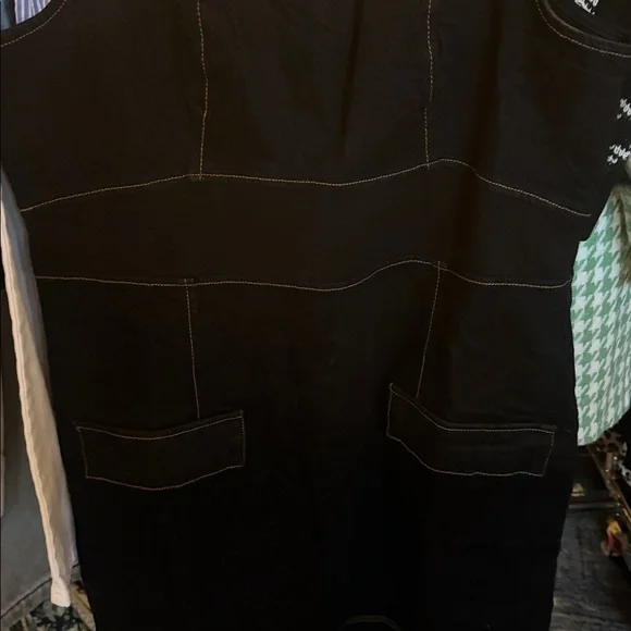 Anthropologie Sleeveless Square-Neck Slim Knit Mini Dress dark Denim size 14 - Picture 7 of 10